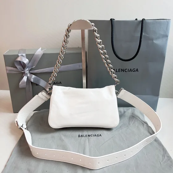 Balenciaga Bb Soft Small Flap Bag White Shoulder Bag