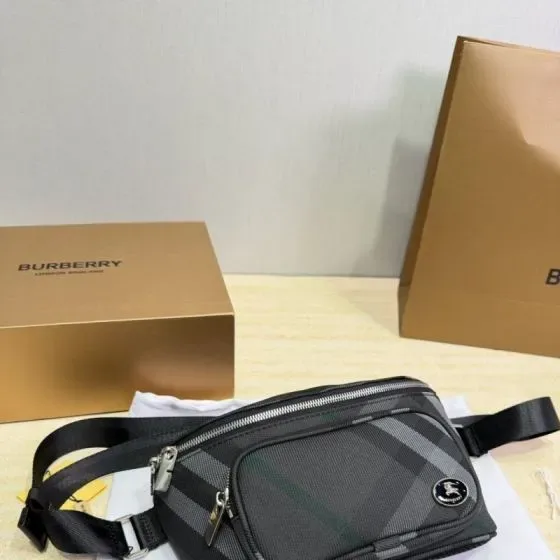Burberry Cason Check Belt Bag Charcoal Check Belt Bag