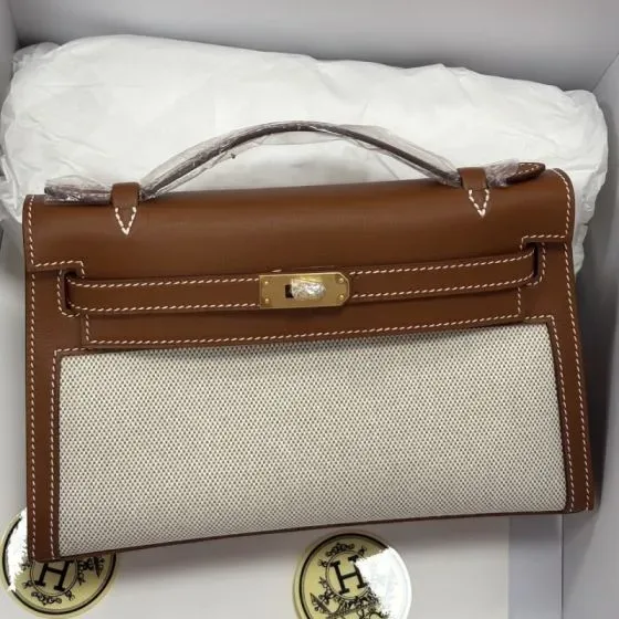 Hermes Mini Kelly Brown Beige Top Handle