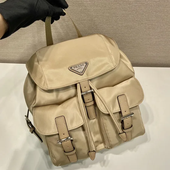 Prada Re-Nylon Medium Backpack Beige Backpack