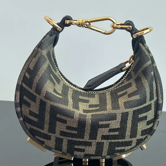 Fendi Fendigraphy Mini Hobo Charm Bag Brown Hobo