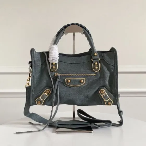Balenciaga Classic Metallic Edge City Mini Dark Gray Top Handle