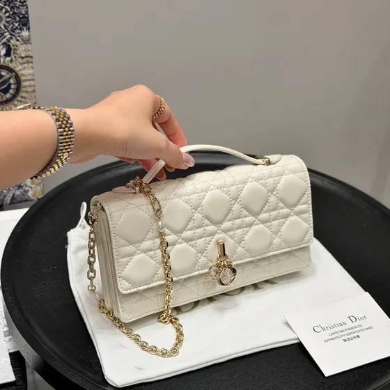 Dior Miss Lady Pearl Chain Bag Beige Crossbody