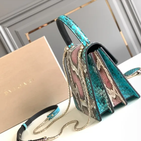 Bvlgari Serpenti Forever Top Handle Bag Multicolor Python Top Handle