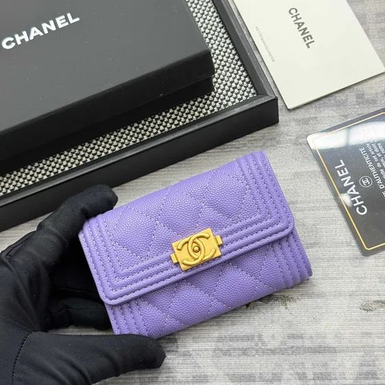 Chanel Boy Purple Card Holder