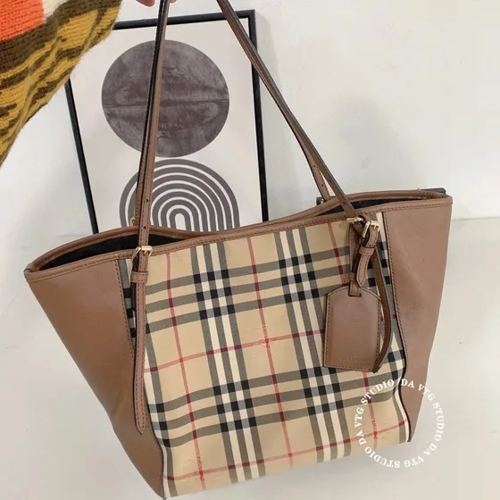 Burberry Vintage Check Bolsa tote Bege/Marrom Bolsa tote