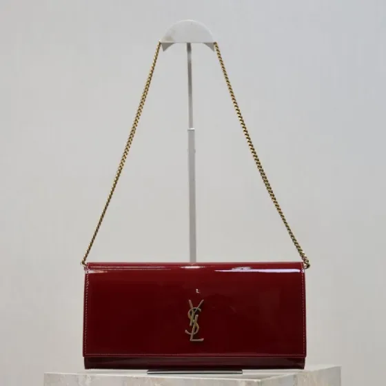 YSL Cassandre Chain Wallet Burgundy Woc