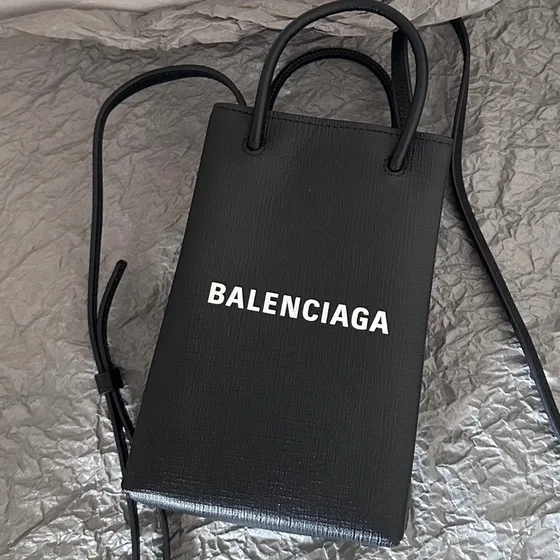 Balenciaga Shopping Phone Bag Black Crossbody