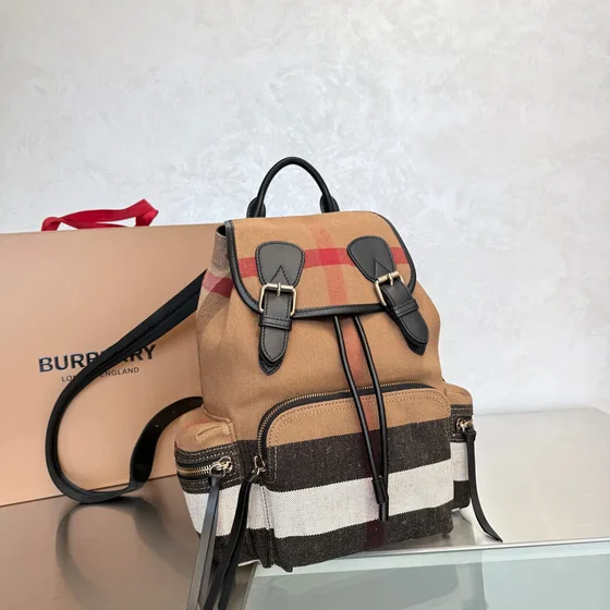 Burberry House Check Canvas Backpack Camel Check Backpack