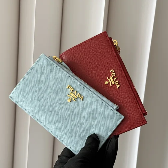 Prada Saffiano Leder Card Holder With Zipper Mehrfarbig Card Holder