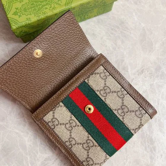 Gucci 523173 GG Supreme Beige Ebony with Coklat Kulit Trim 12x11x3cm everyday
