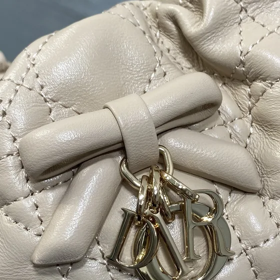 Dior Lady Dior Drawstring Bag Beige Shoulder Bag