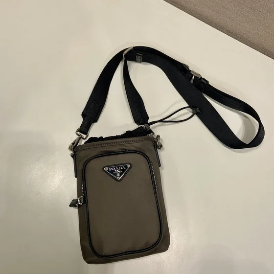 Prada Re-Nylon Smartphone Case Gray Crossbody