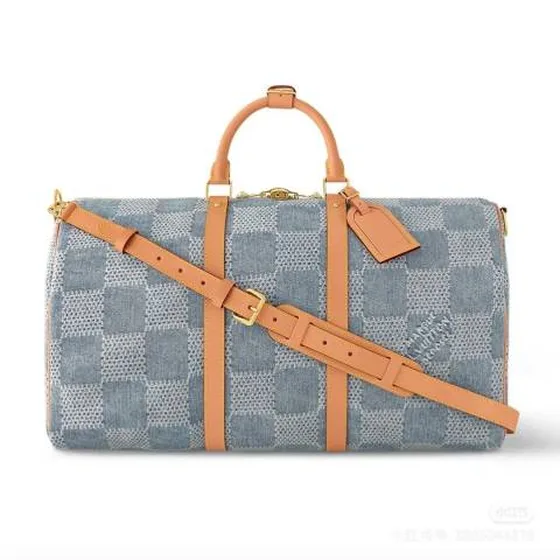 Louis Vuitton Keepall Bandouli re 50 Blau Denim Monogram 50 travel