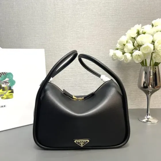 Prada Leather Top-Handle Bag Black Top Handle
