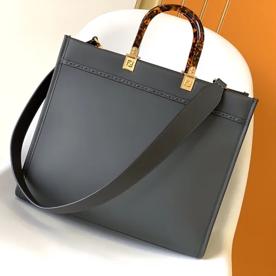 Fendi Sunshine Medium Shopper Bag Dark Grigio Borsa tote