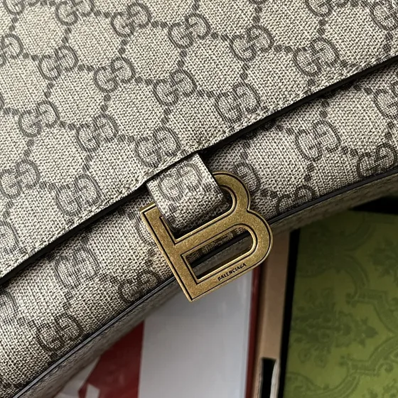 Balenciaga Gg Supreme Padlock Shoulder Bag Beige Ebony Shoulder Bag
