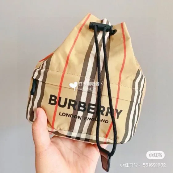 Burberry Icon Stripe Drawstring Pouch Beige Pouch