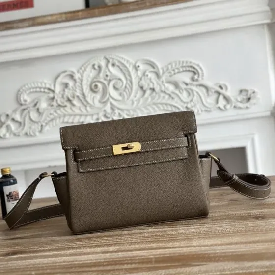 Hermes Kelly Messenger Etoupe Crossbody