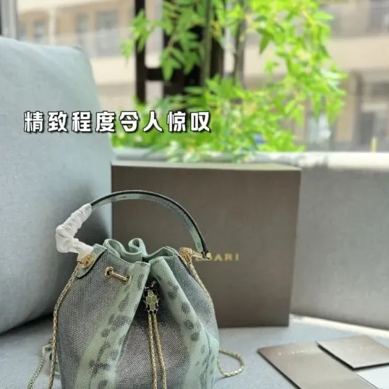 Bvlgari Serpenti Forever Bucket Bag Light Green Crossbody