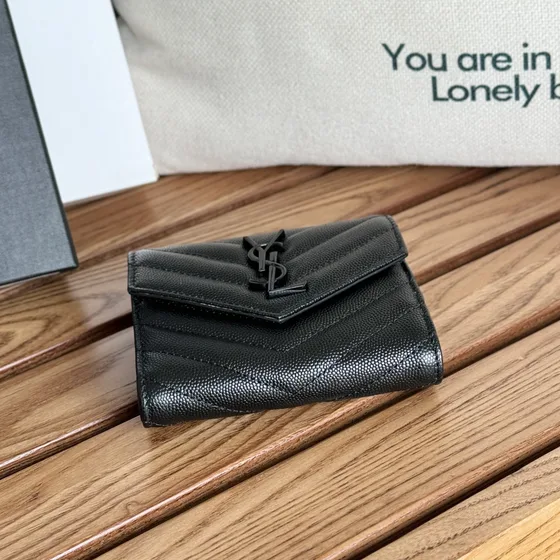 YSL Cassandre Matelassé Compact Brieftasche Schwarz Brieftasche