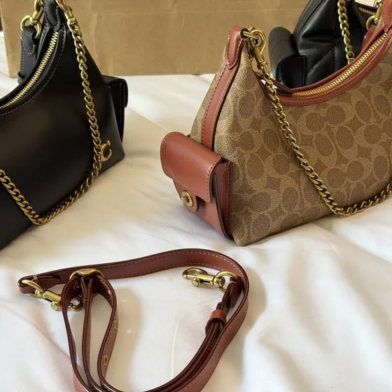 Coach Juliet Pocket 22 Khaki Signature/Braun 22 Schultertasche