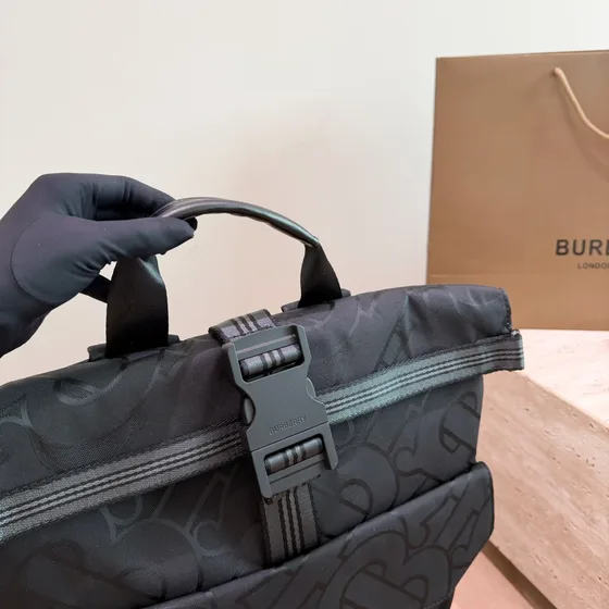 Burberry Monogram Econyl Roll-Top Backpack Charcoal Grey Backpack