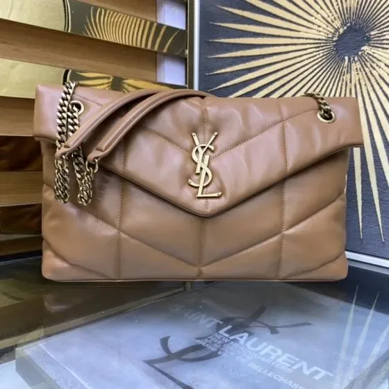 YSL Loulou Puffer Camel Shoulder Bag