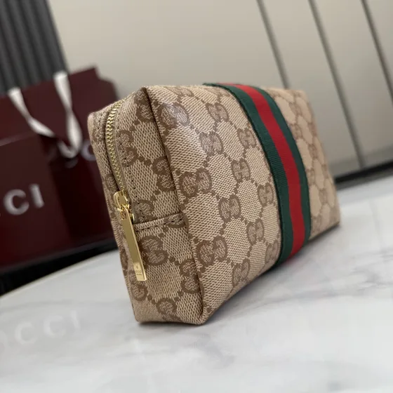 Gucci Gg Supreme Web Cosmetic Estuche Beige Estuche