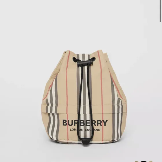 Burberry Icon Stripe Drawstring Necessaire Bege Necessaire