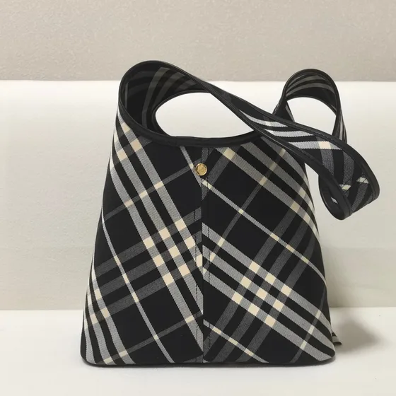Burberry Check Hobo Bag Black Hobo