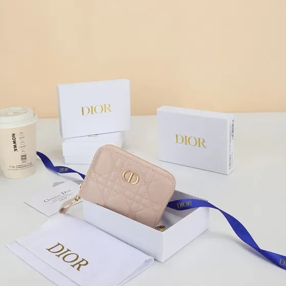 Dior Dior Caro Compact Zipped Wallet Powder Beige Wallet