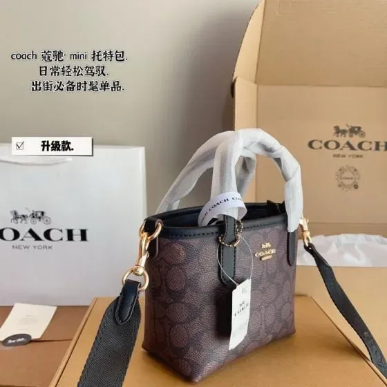 Coach Mini Tote Bag Brown Black Tote Bag