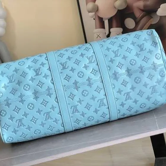 Louis Vuitton Keepall Bandouli re 50 Light Blå Monogram 50 travel