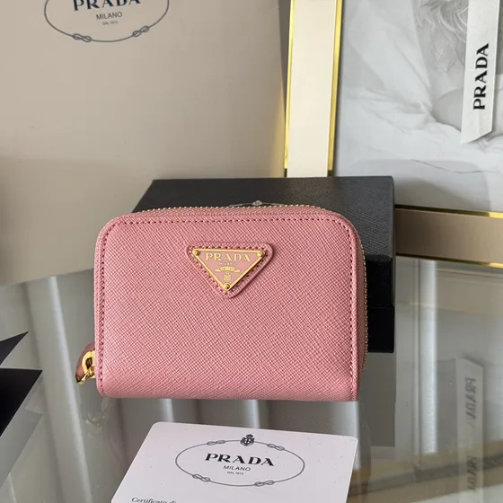 Prada Saffiano Coin Purse Pink Coin Purse