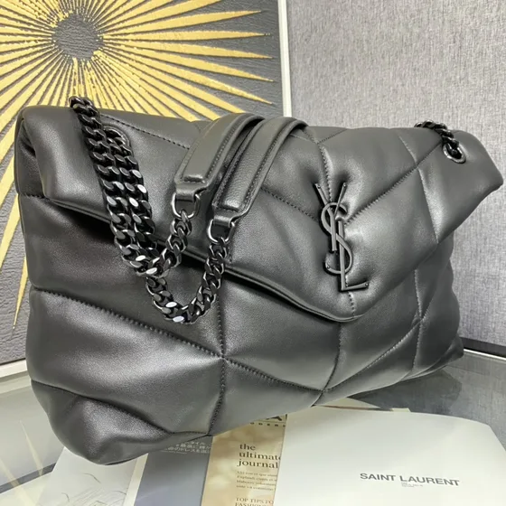 YSL Loulou Puffer Dark Gray Shoulder Bag
