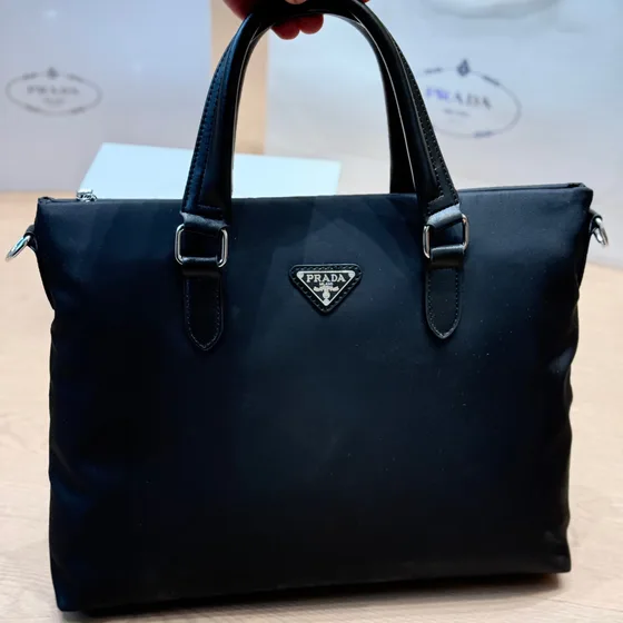 Prada نايلون Business Briefcase أسود Top Handle