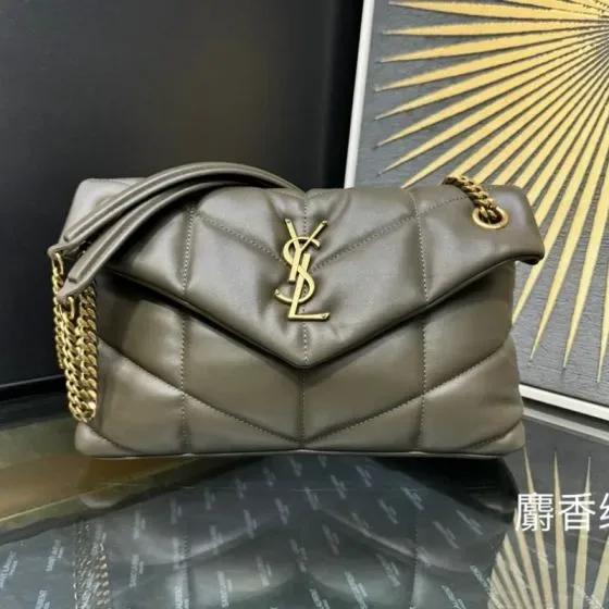 YSL Loulou Puffer Dark Taupe Shoulder Bag