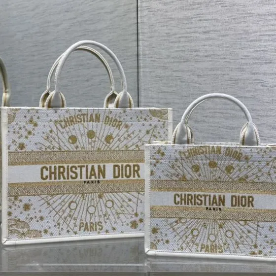 Dior Book Tote White With Gold Tote Bag