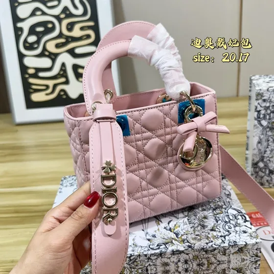 Dior Lady Dior Rosa 20*17cm Manico