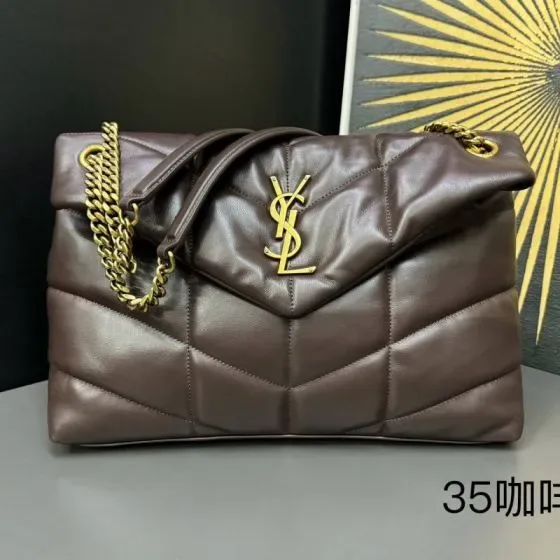 YSL Loulou Puffer Coffee Brown 35cm Shoulder Bag
