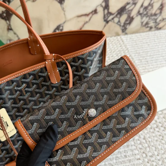 Goyard Anjou Tote Black Brown Tote Bag