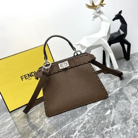 Fendi Peekaboo Iseeu Selleria Small Brown Top Handle