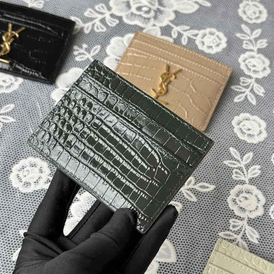 YSL Cassandre Matelassé Card Holder Dark Grün Card Holder