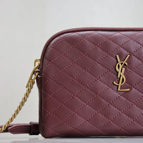 YSL Gaby Zipped Quilted Crossbody Pochette Bordeaux Crossbody