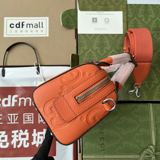 Gucci Jumbo Gg Mini Duffle Bag Oranje Bovenhandgreep