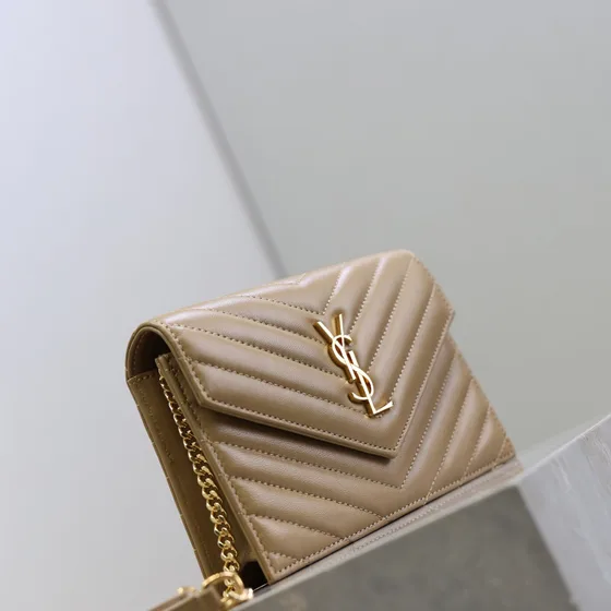 YSL Cassandre Matelassé Flap Tegnebog Beige Tegnebog