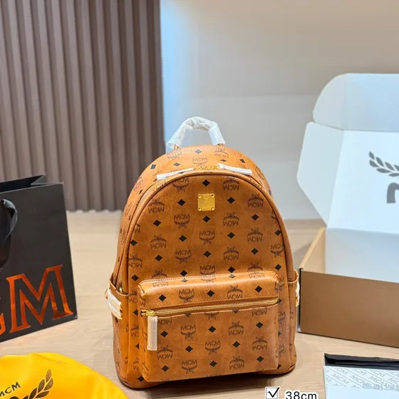 MCM Stark Visetos Backpack Cognac Brown Backpack