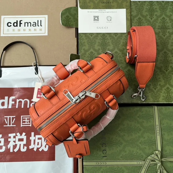 Gucci Jumbo Gg Mini Duffle Bag Orange Top Handle