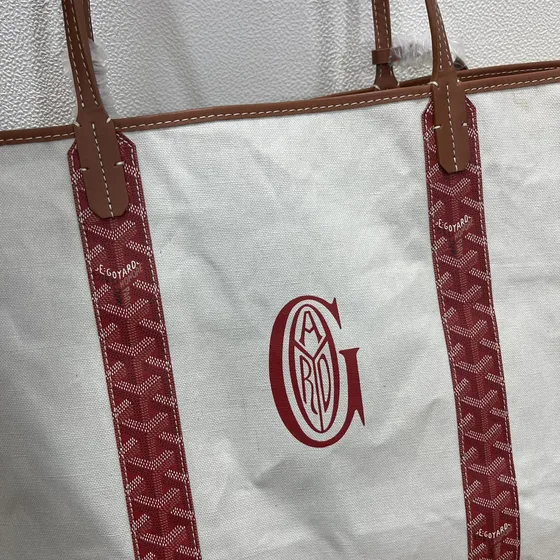Goyard Saint Louis Shopperveske Pm Hvit & Burgunder Shopperveske